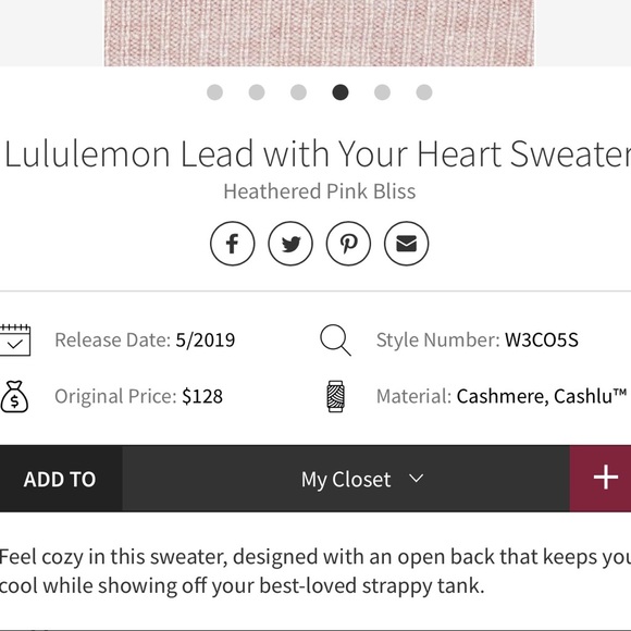 Lululemon lead with your heart sweater SZ 8 - Picture 3 of 4